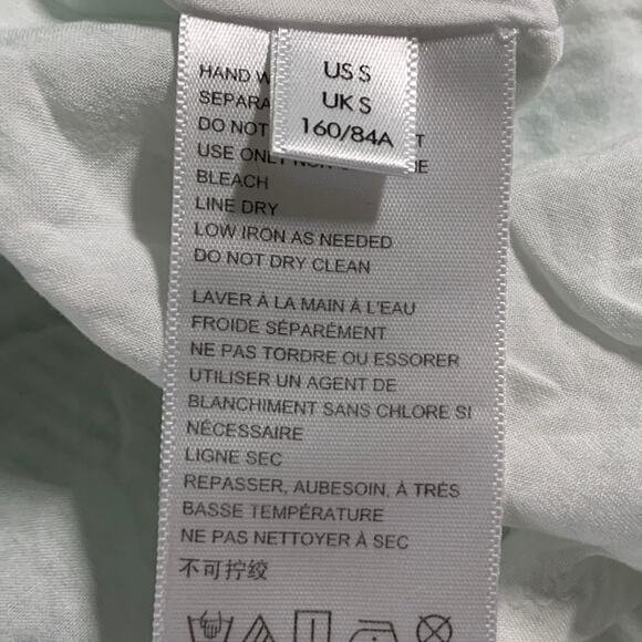 Urban Outfitters S Charlotte Seersucker Mini Dress Puff Sleeve Frock Green - Picture 9 of 10